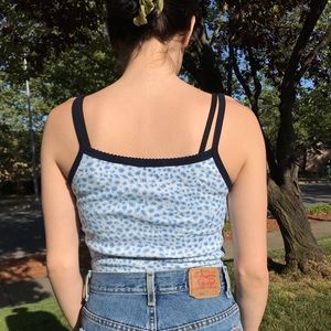 Blue cheetah print Bella bow tank top